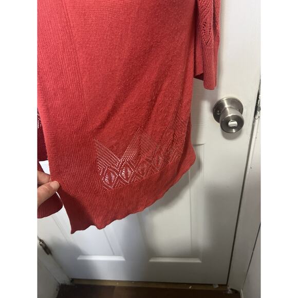 Loft Outlet Cardigan Orange 3/4 sleeve cutout lightweight Shawl Size Medium - Picture 7 of 7